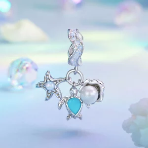 Wisiorek w kolorze błękitnego oceanu w stylu PANDORA - BSC992