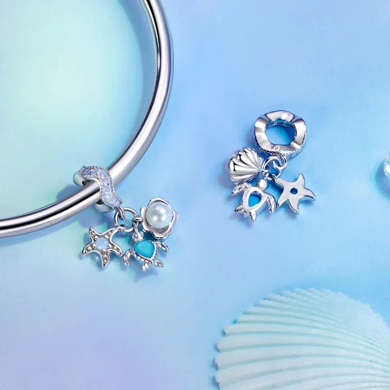(zdjęcie do) Wisiorek w kolorze błękitnego oceanu w stylu PANDORA - BSC992 - Wyświetl 4