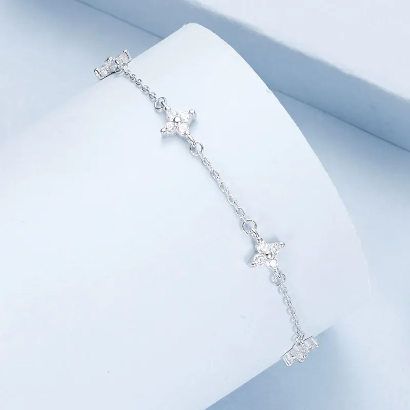 (zdjęcie do) Bransoletka na kostkę PANDORA Style Four Leaf Clover - BST008 - Wyświetl 2