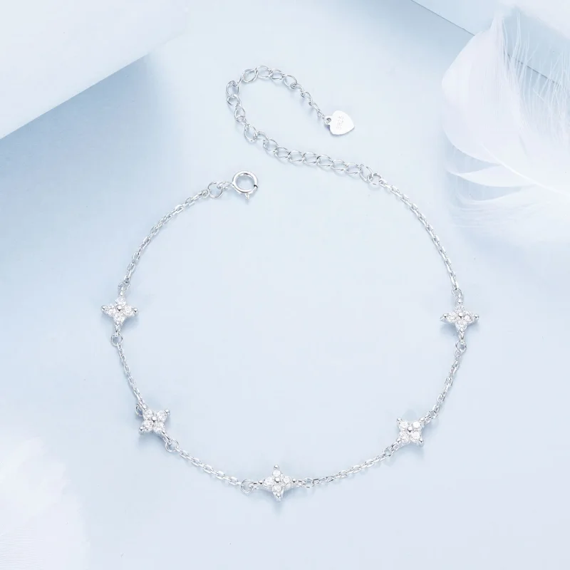 (zdjęcie do) Bransoletka na kostkę PANDORA Style Four Leaf Clover - BST008 - Wyświetl 3