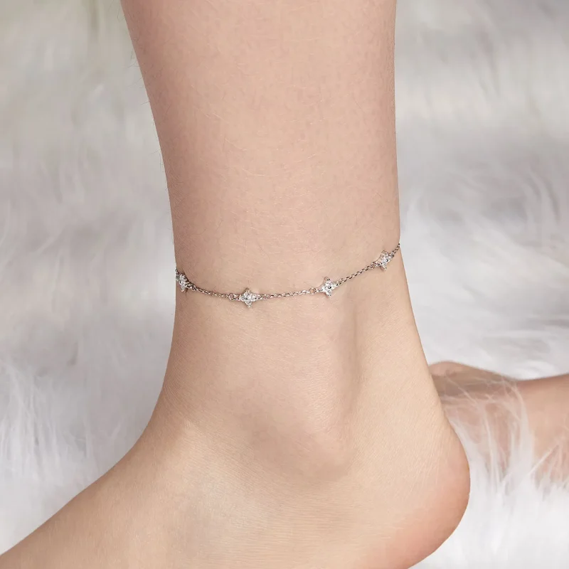 (zdjęcie do) Bransoletka na kostkę PANDORA Style Four Leaf Clover - BST008 - Wyświetl 4