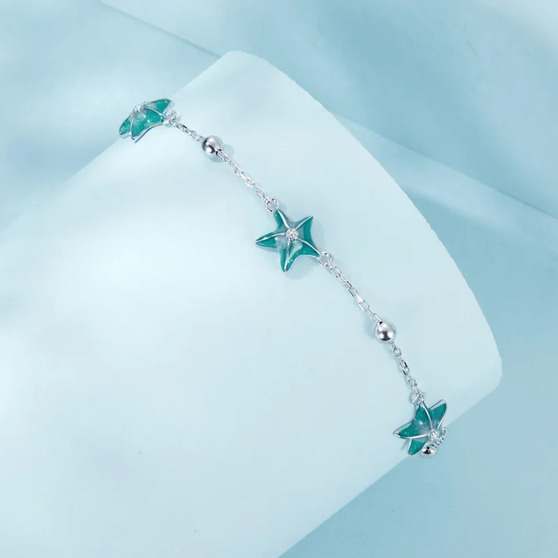 (zdjęcie do) Bransoletka na kostkę PANDORA Style Starfish Teal - SCT026 - Wyświetl 2