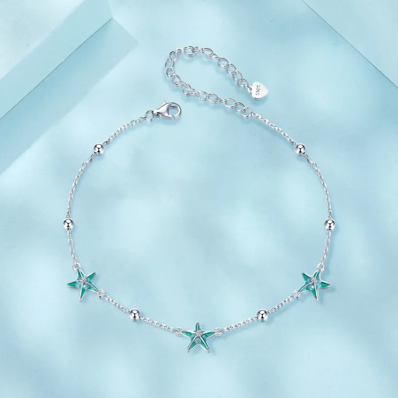 (zdjęcie do) Bransoletka na kostkę PANDORA Style Starfish Teal - SCT026 - Wyświetl 3
