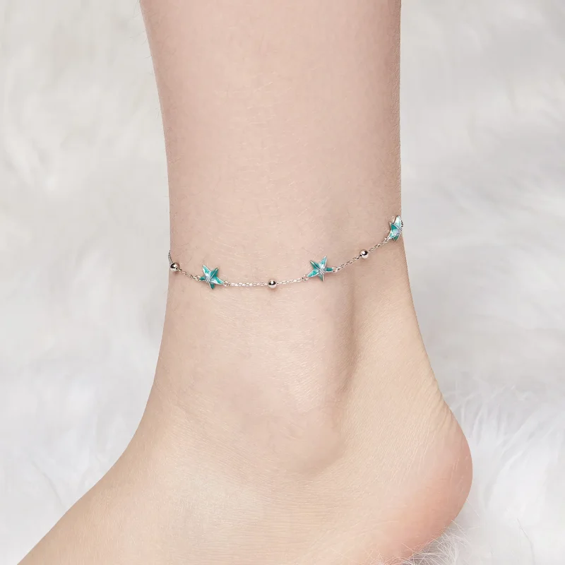 (zdjęcie do) Bransoletka na kostkę PANDORA Style Starfish Teal - SCT026 - Wyświetl 4