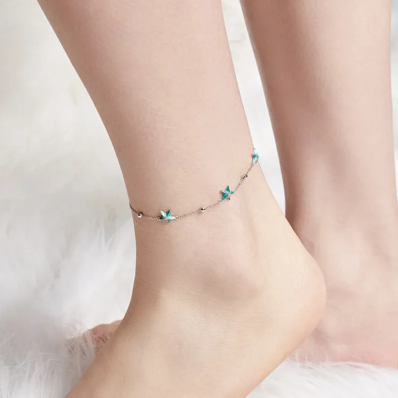 (zdjęcie do) Bransoletka na kostkę PANDORA Style Starfish Teal - SCT026 - Wyświetl 5