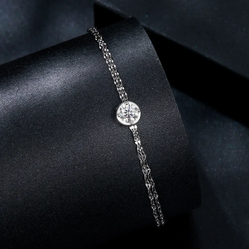 (zdjęcie do) Bransoletka PANDORA Style 0,5ct Moissanite Double Tile (z jednym certyfikatem) - - Wyświetl 2