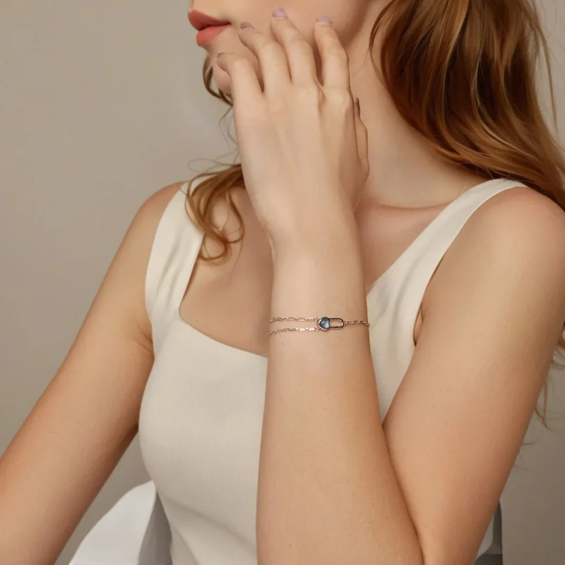 (zdjęcie do) Bransoletka PANDORA Style Natural Aquamarine - BSB191 - Wyświetl 8