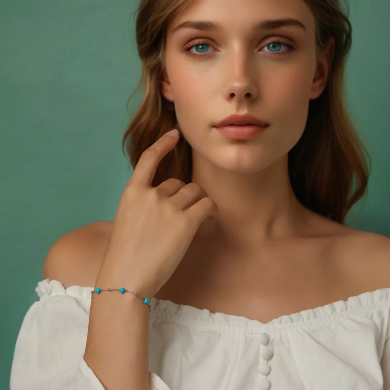 (zdjęcie do) Bransoletka w stylu PANDORA Turquoise - BSB197 - Wyświetl 7