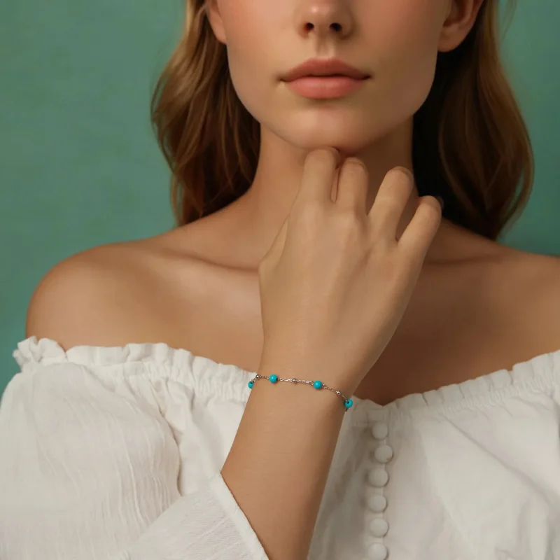 (zdjęcie do) Bransoletka w stylu PANDORA Turquoise - BSB197 - Wyświetl 8