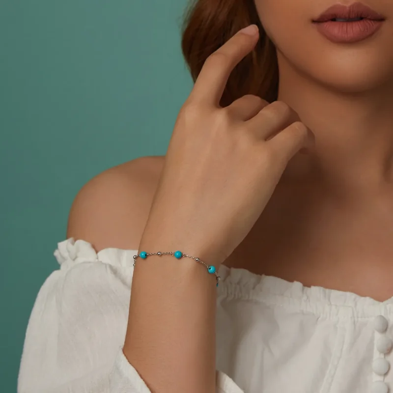 (zdjęcie do) Bransoletka w stylu PANDORA Turquoise - BSB197 - Wyświetl 9