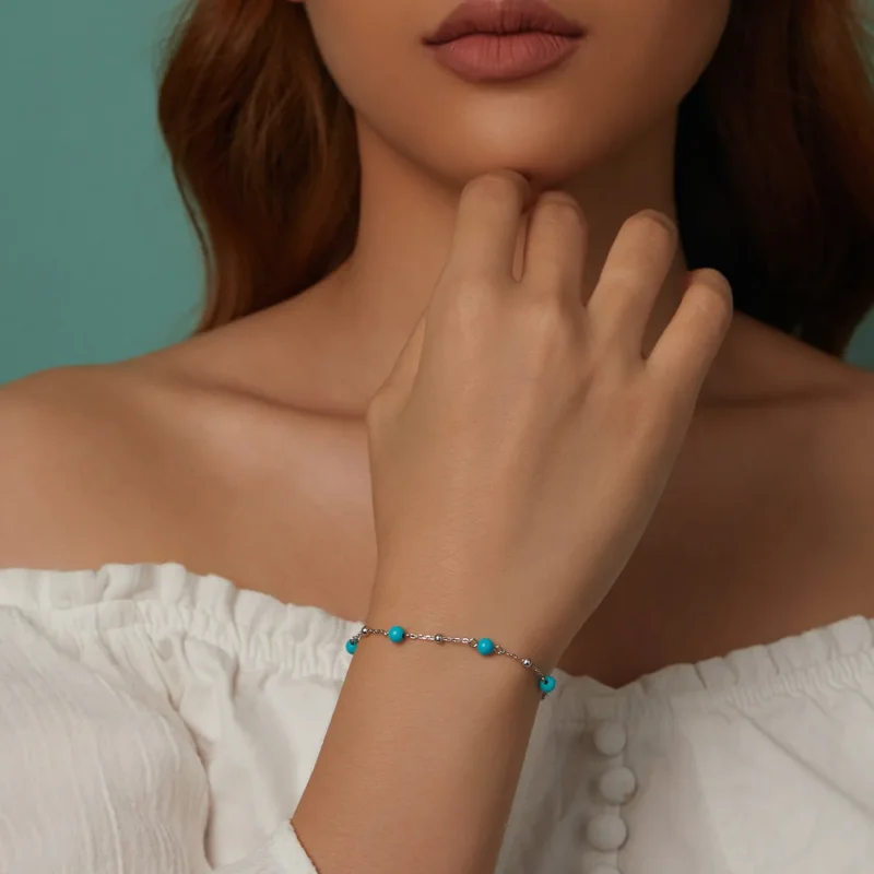 (zdjęcie do) Bransoletka w stylu PANDORA Turquoise - BSB197 - Wyświetl 10