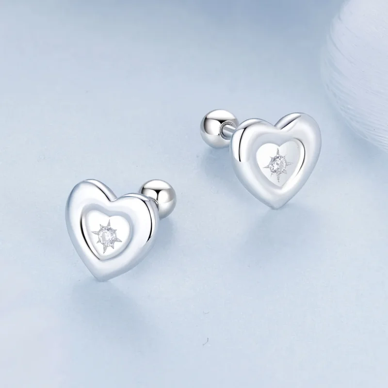 (zdjęcie do) Kolczyki PANDORA Style Heart Starburst - BSE1045 - Wyświetl 3
