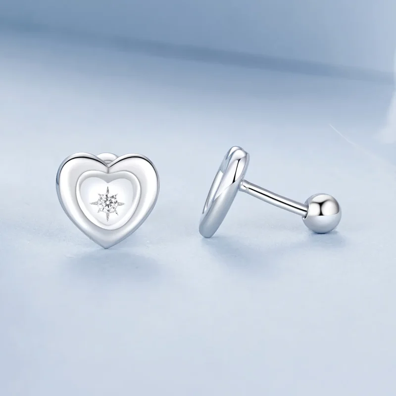 (zdjęcie do) Kolczyki PANDORA Style Heart Starburst - BSE1045 - Wyświetl 4