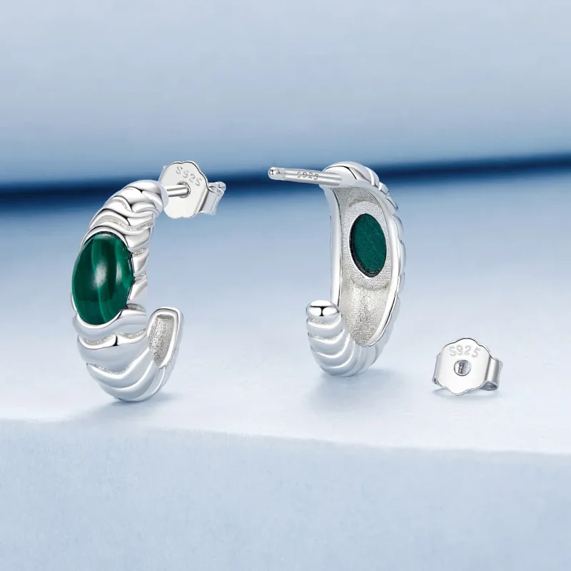 (zdjęcie do) Kolczyki PANDORA Style Malachite - BSE1057 - Wyświetl 2