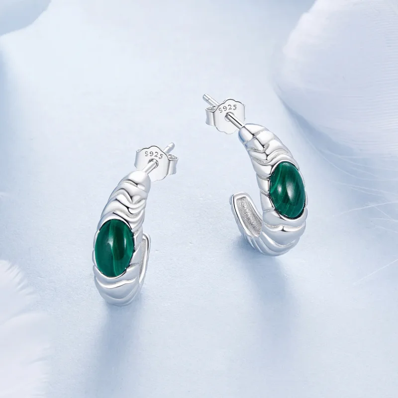 (zdjęcie do) Kolczyki PANDORA Style Malachite - BSE1057 - Wyświetl 3