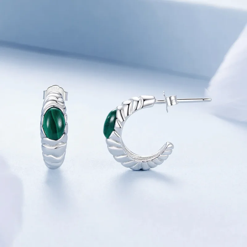 (zdjęcie do) Kolczyki PANDORA Style Malachite - BSE1057 - Wyświetl 4