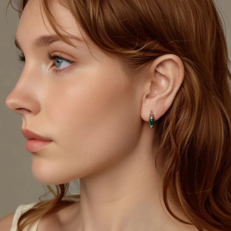 (zdjęcie do) Kolczyki PANDORA Style Malachite - BSE1057 - Wyświetl 7
