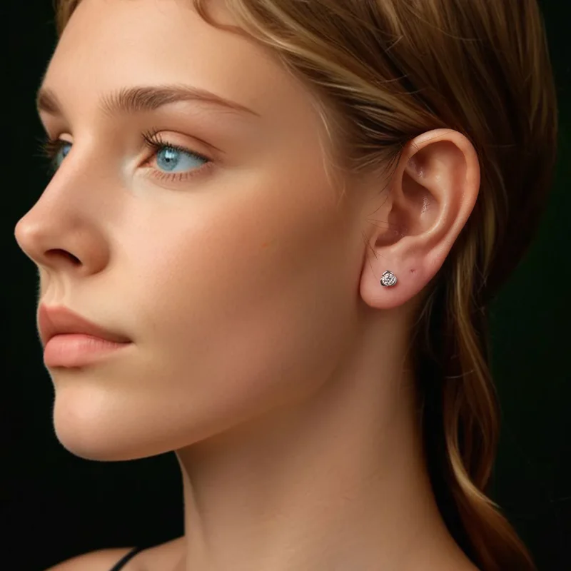 (zdjęcie do) Kolczyki PANDORA Style Moissanite Rose (z jednym certyfikatem) - MSE071 - Wyświetl 8