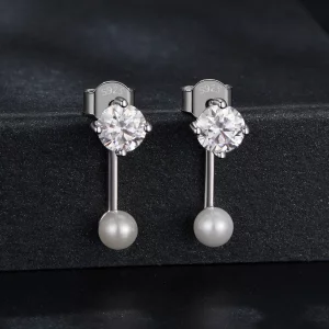 Kolczyki PANDORA Style Simple przód i tył (dwa certyfikaty) - MSE068
