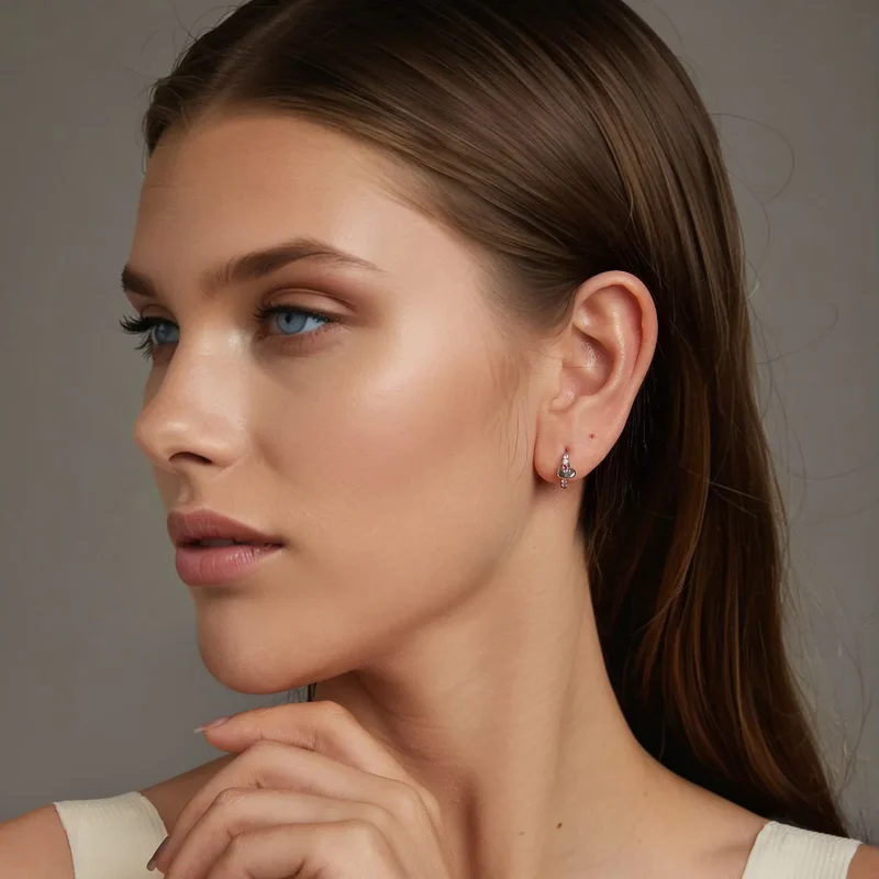(zdjęcie do) Kolczyki w kształcie serca w stylu PANDORA - BSE1049 - Wyświetl 7