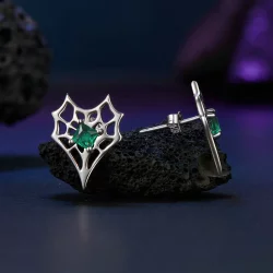 Kolczyki w kształcie serca w stylu PANDORA Spider Web - SCE1797