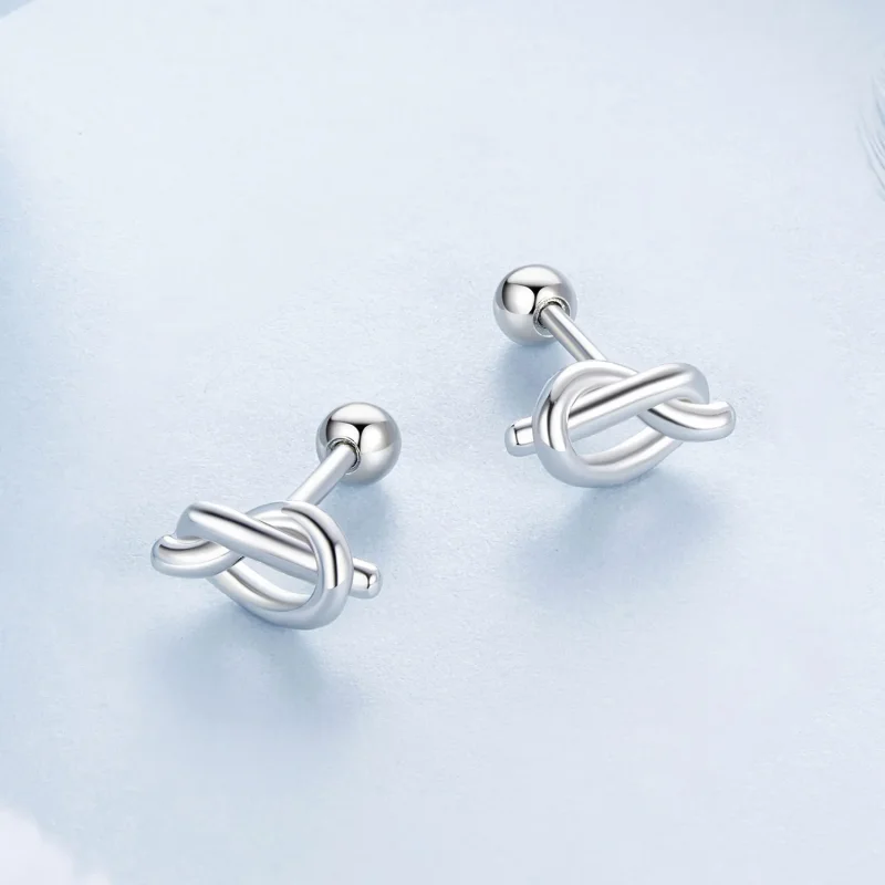 (zdjęcie do) Kolczyki w stylu PANDORA Knot - BSE1051 - Wyświetl 3