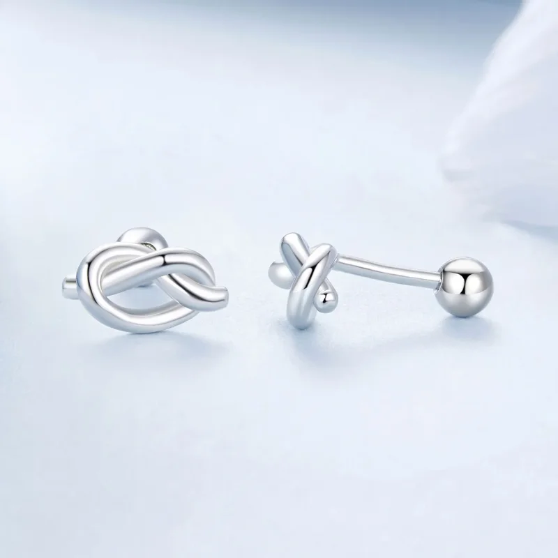 (zdjęcie do) Kolczyki w stylu PANDORA Knot - BSE1051 - Wyświetl 4
