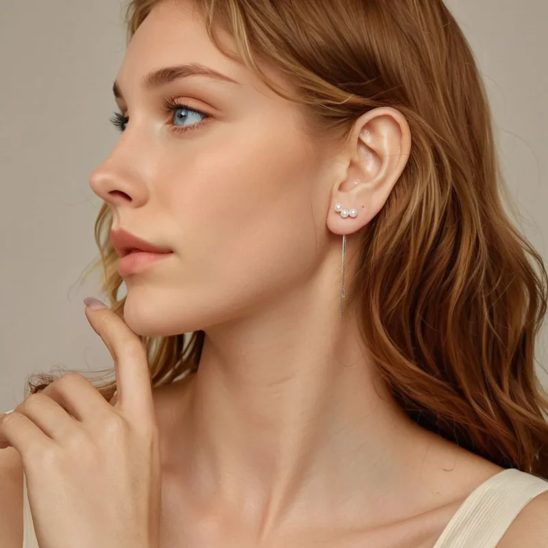 (zdjęcie do) Kolczyki z frędzlami z pereł w stylu PANDORA Shell - SCE1777 - Wyświetl 7