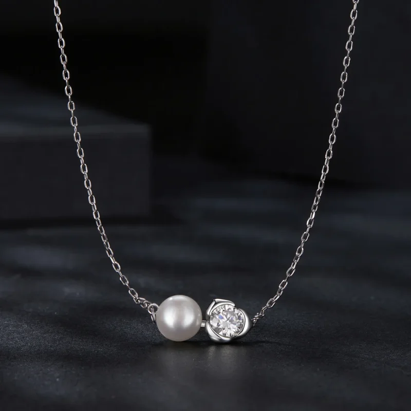 (zdjęcie do) Naszyjnik PANDORA Style Moissanite Rose (z jednym certyfikatem) - MSN040 - Wyświetl 3