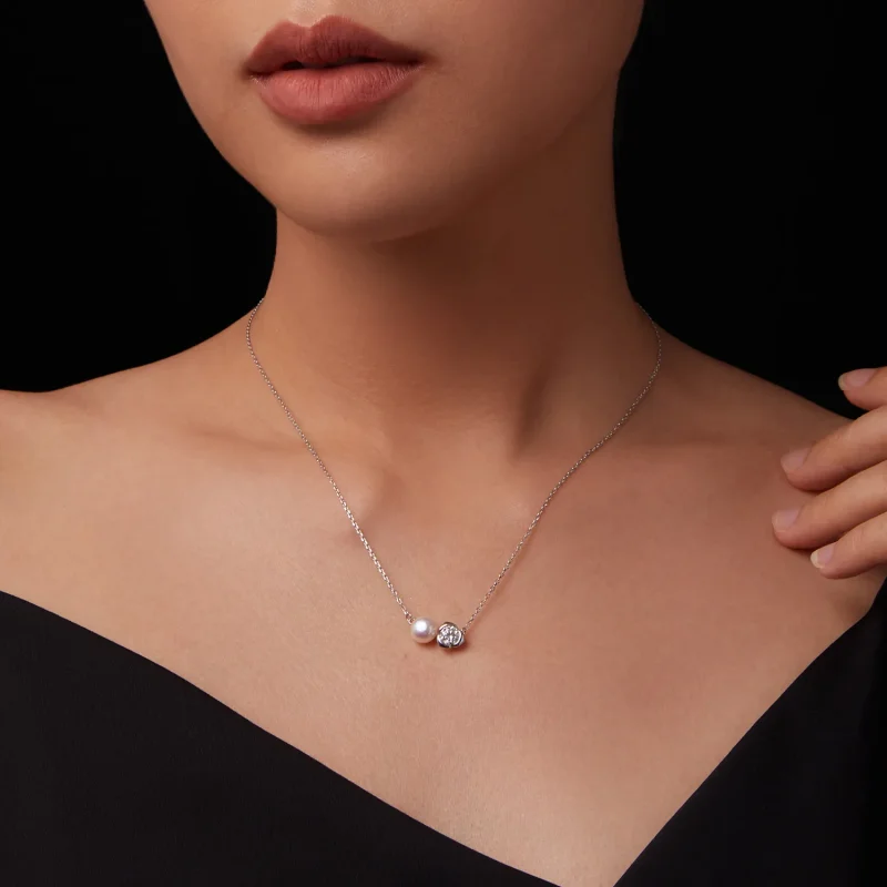 (zdjęcie do) Naszyjnik PANDORA Style Moissanite Rose (z jednym certyfikatem) - MSN040 - Wyświetl 7