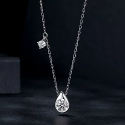 Naszyjnik typu drop z moissanitem o masie 0,5 ct w stylu PANDORA (z jednym certyfikatem) - MSN037