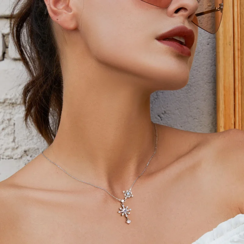 (zdjęcie do) Naszyjnik w stylu PANDORA Snowflake - BSN364 - Wyświetl 6