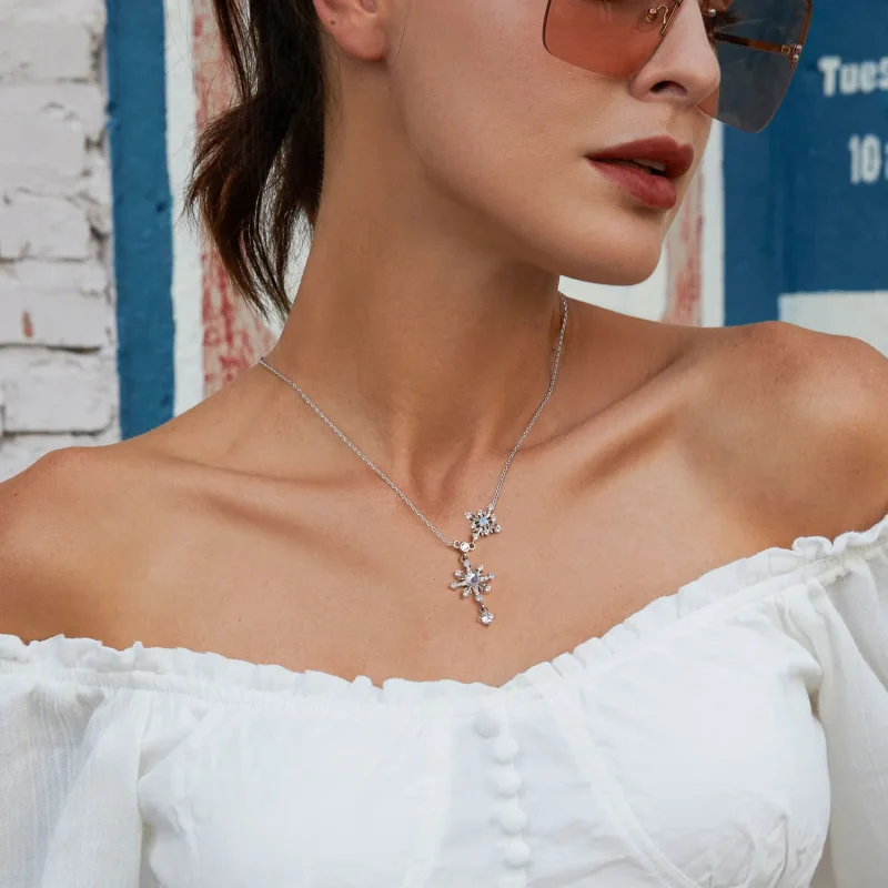 (zdjęcie do) Naszyjnik w stylu PANDORA Snowflake - BSN364 - Wyświetl 7