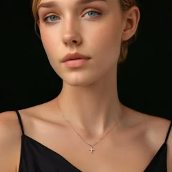 Naszyjnik w stylu PANDORA z krzyżykiem (z jednym certyfikatem) - MSN039