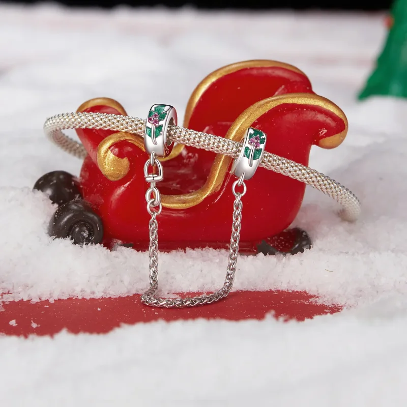 (zdjęcie do) PANDORA Style Christmas Holly Łańcuch bezpieczeństwa - SCC2918 - Wyświetl 2