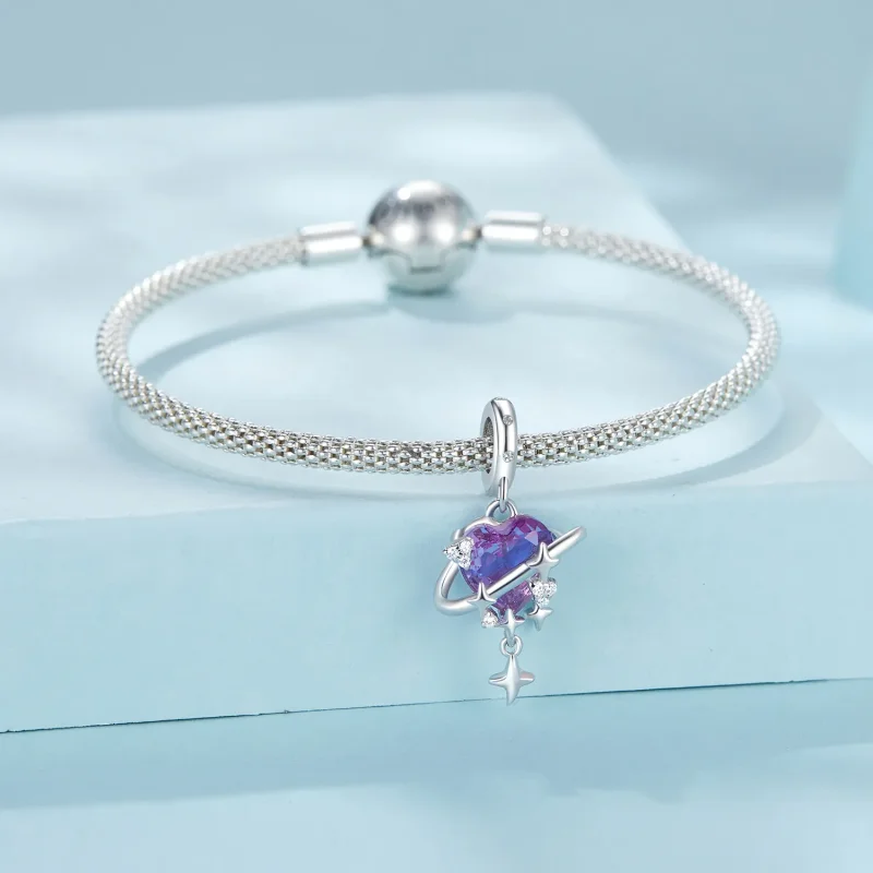 (zdjęcie do) PANDORA Style Fioletowo-różowy gradientowy wisiorek z rozgwieżdżonym niebem - SC - Wyświetl 3