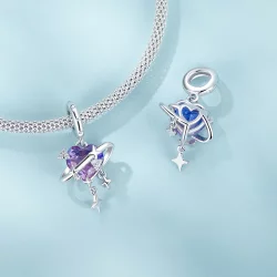PANDORA Style Fioletowo-różowy gradientowy wisiorek z rozgwieżdżonym niebem - SCC2825