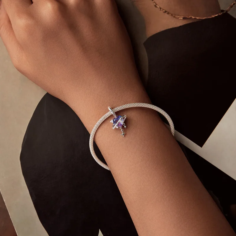 (zdjęcie do) PANDORA Style Fioletowo-różowy gradientowy wisiorek z rozgwieżdżonym niebem - SC - Wyświetl 5