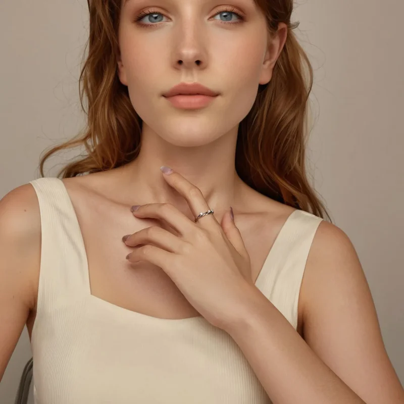 (zdjęcie do) PANDORA Style Prosty Guzik Pierścień Sznurkowy - BSR586 - Wyświetl 9