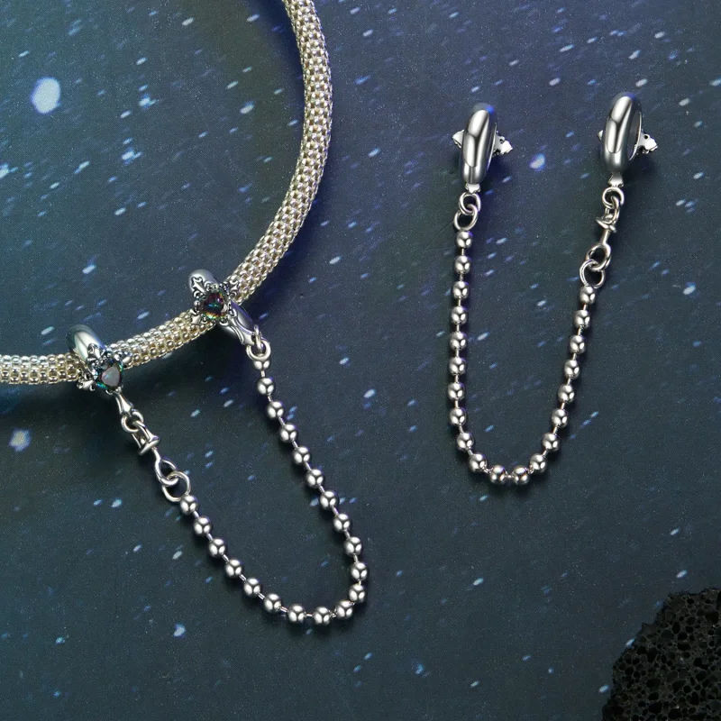 (zdjęcie do) PANDORA Style Vintage Krzyż Silikonowy Łańcuszek Zabezpieczający - BSC1060 - Wyświetl 4