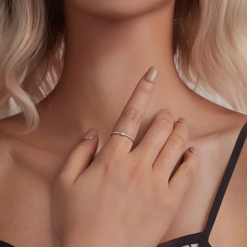 (zdjęcie do) PANDORA Style Wykwintny mały pojedynczy pierścionek - BSR577 - Wyświetl 6