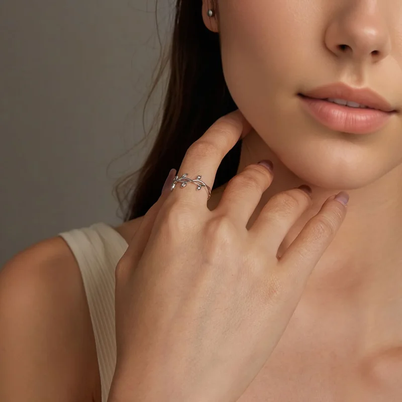 (zdjęcie do) Pierścionek w stylu PANDORA Leaf - BSR581 - Wyświetl 9