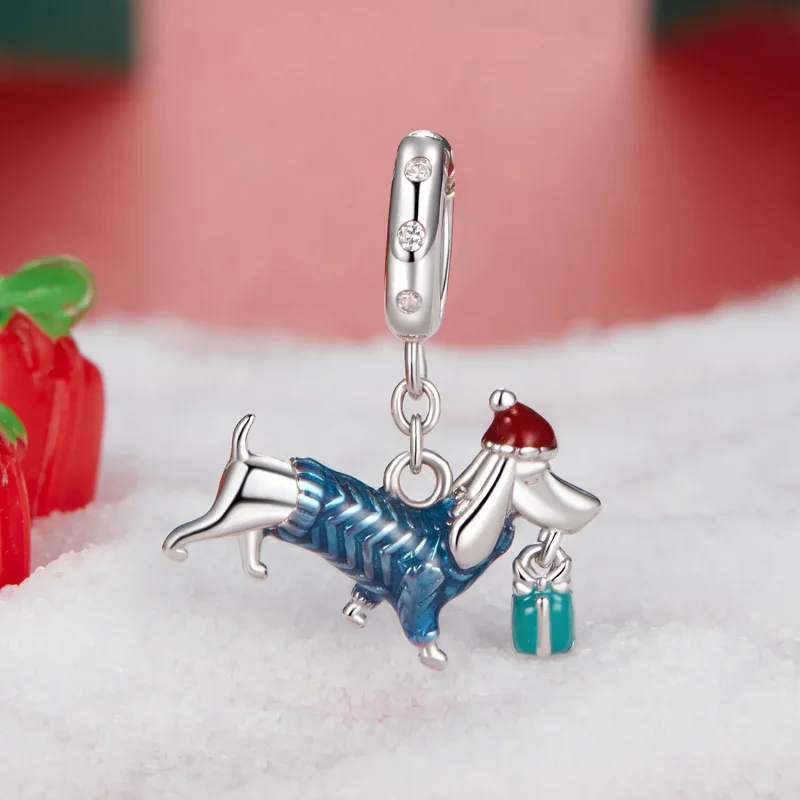 (zdjęcie do) Wisiorek PANDORA Style Christmas Dachshund - BSC1069 - Wyświetl 2