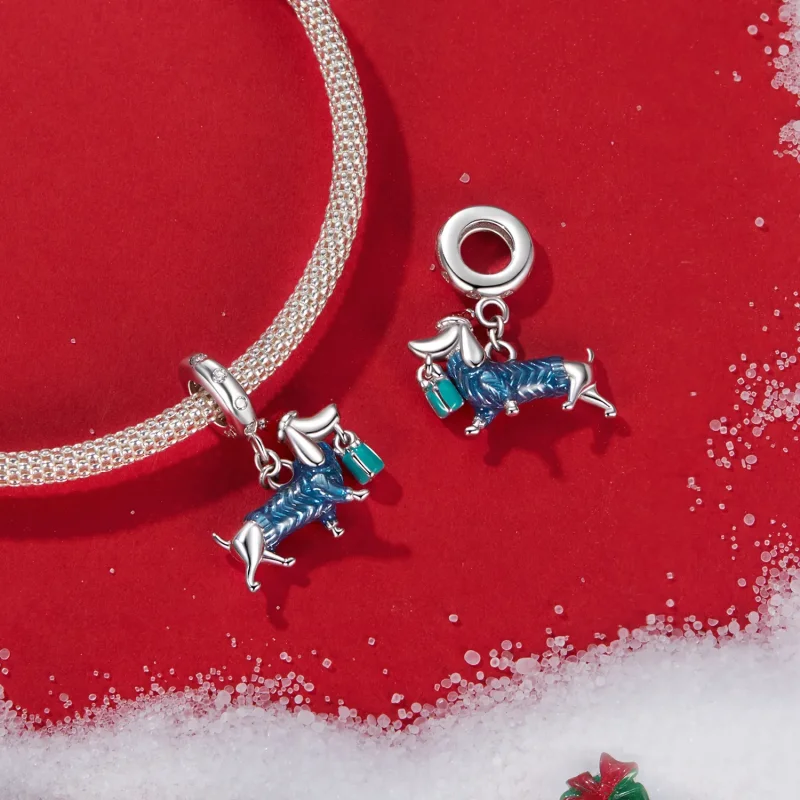 (zdjęcie do) Wisiorek PANDORA Style Christmas Dachshund - BSC1069 - Wyświetl 4