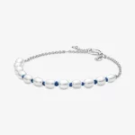 Bransoletka Pandora Treated Freshwater Cultured Pearl Blue Cord Chain - 591689C01