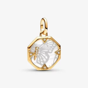Charms-medalion Pandora ME Perłowozłoty motyl - 763366C01