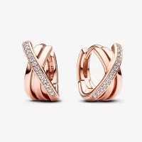 Kolczyki obręcze Pandora Splecione pasma pavé - 283150C01