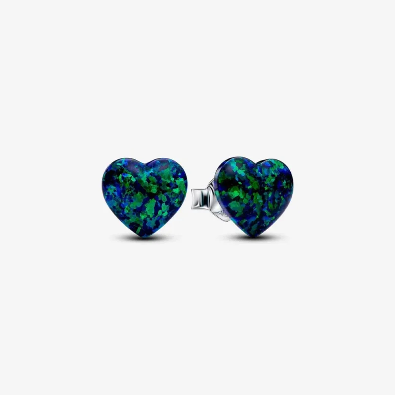 (zdjęcie do) Kolczyki sztyfty Pandora Opalizujące zielone serce - 293356C01
