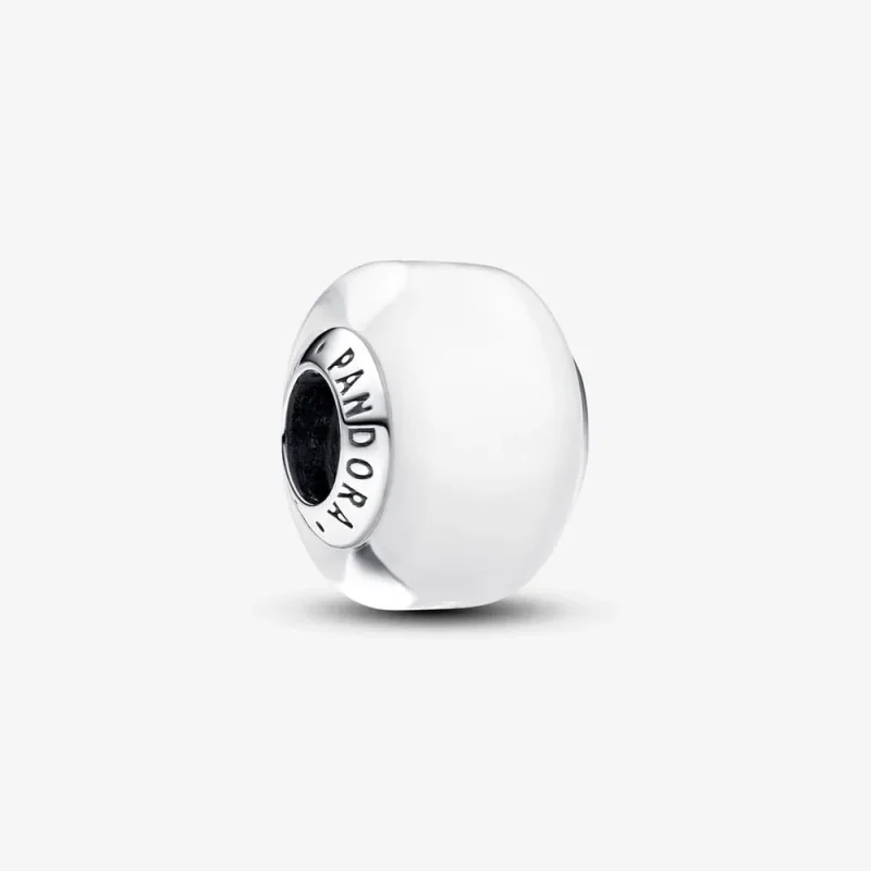(zdjęcie do) Mały Charms Pandora z białego szkła Murano - 793118C00