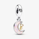 Srebrno-złoty charms-Zawieszka Pandora Klucz i księżyc - 762985C01